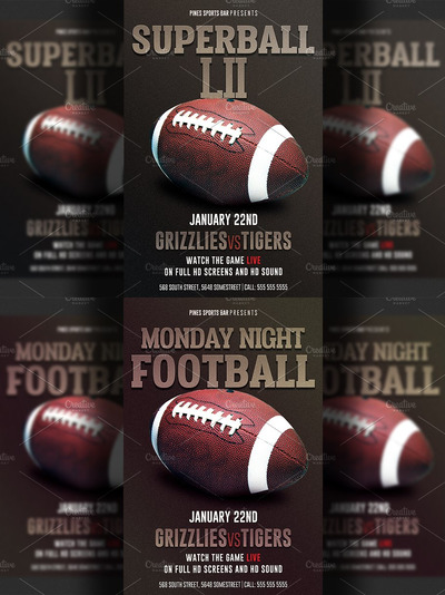 美式橄榄球海报模板 American Football Super Bowl Flyer