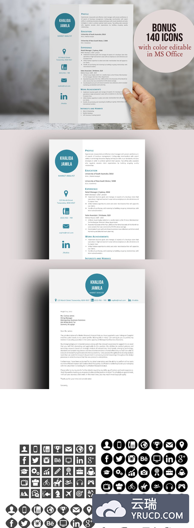 带图标的简历模板 Big icon modern resume template