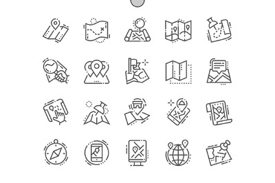 地图主题的创意图标 Maps Line Icons