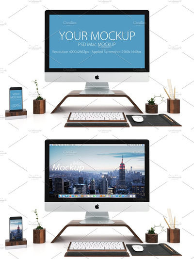 iMac 和 iPhone 样机 iMac and iPhone mockup (white)