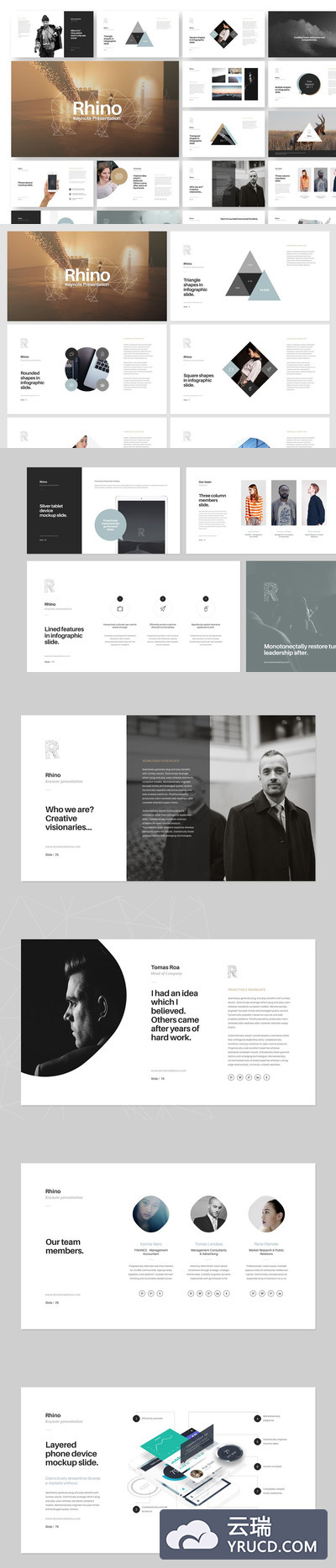 富有设计感的时尚的公司企业keynote模板 RHINO Keynote Presentation Template