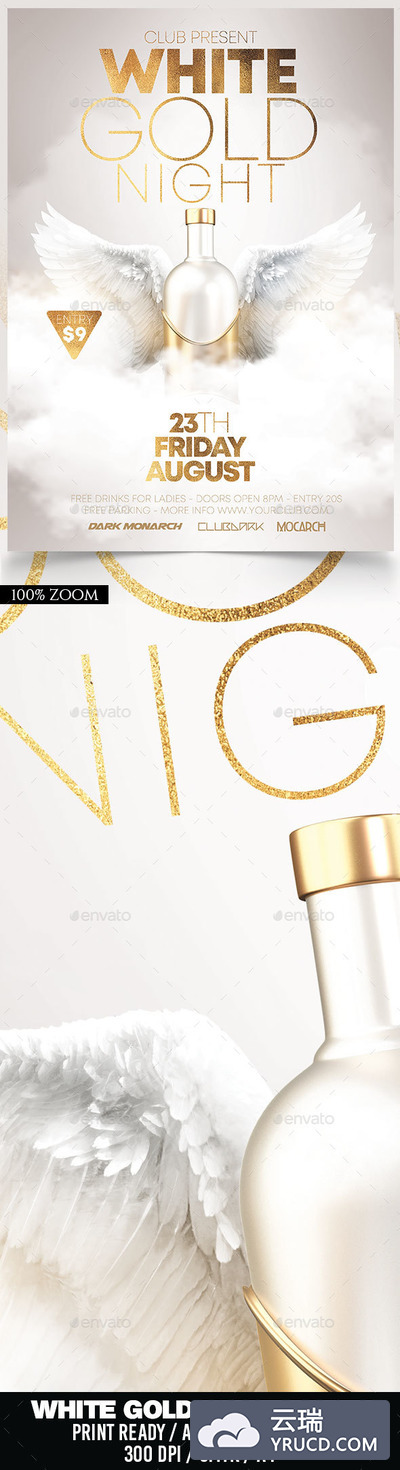 白金之夜--夜总会宣传单页海报模板下载[psd]