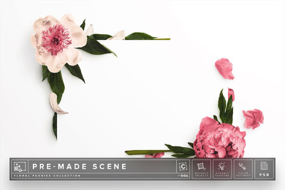 花卉创意场景样机 Floral Peonies Mockup Scene #006