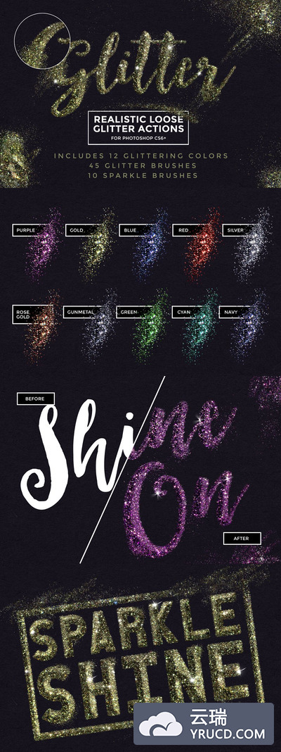 金粉效果PS动作 Loose Glitter Photoshop Actions