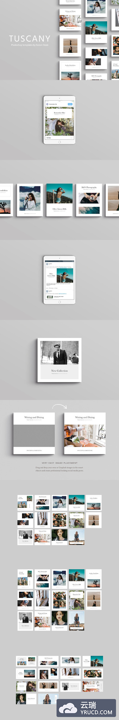 时尚风景社交媒体广告模板 Tuscany Social Media Templates