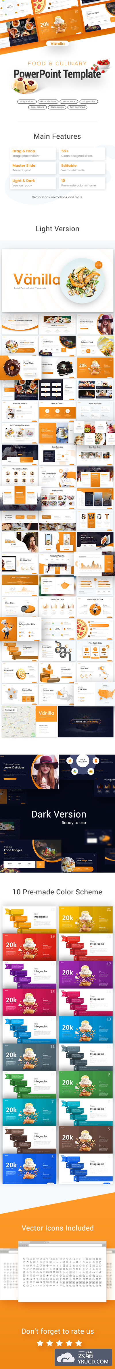 Vanilla Food and Culinary PowerPoint Template烹饪、食品、餐厅主题的幻灯片模板下载[pptx]