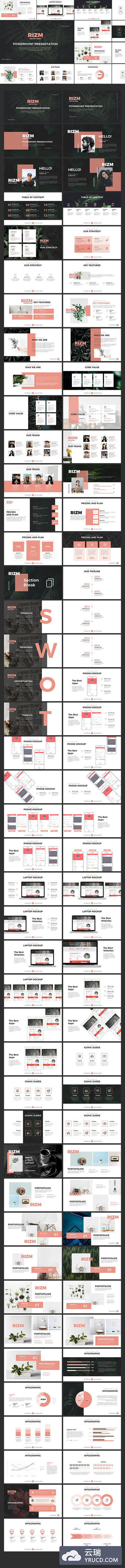 Rizm Powerpoint Presentation--80+页创意的商业化PPT模板下载[pptx]