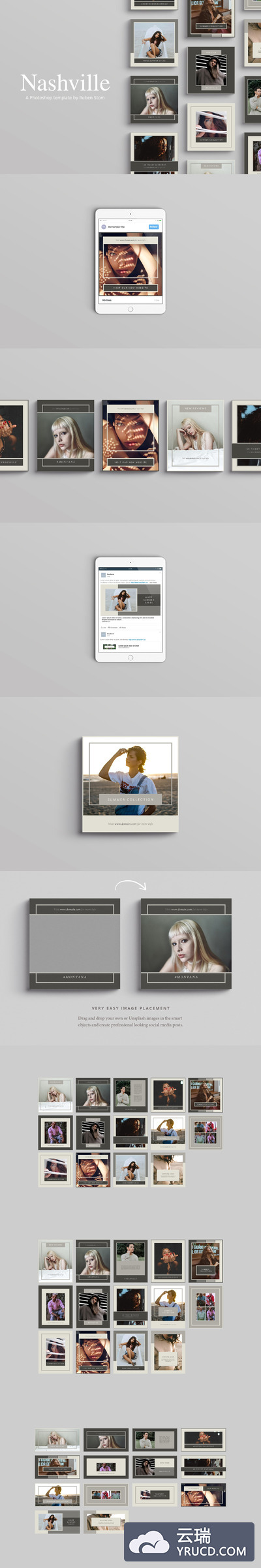 时尚模特设计广告模板 Nashville Social Media Templates
