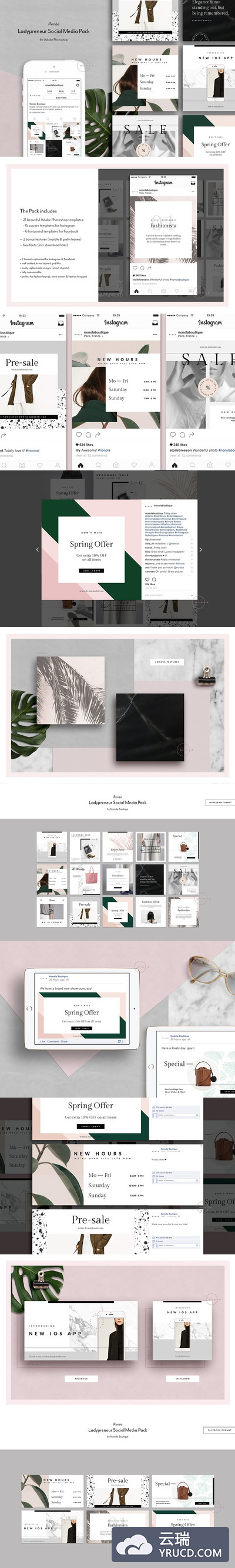 时尚服饰社交广告banner模板 Social Media Kit Ladypreneur • Renée