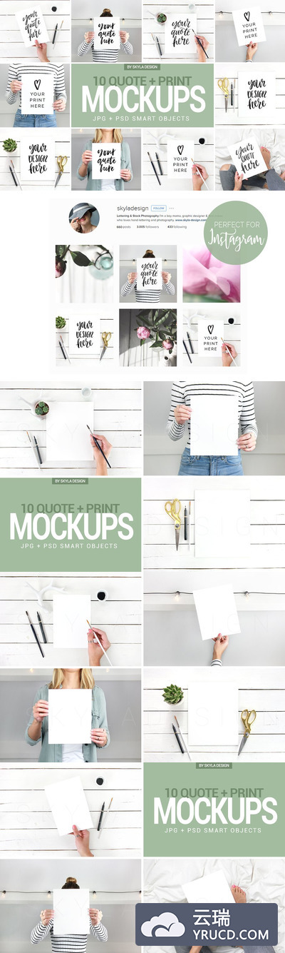 展示社交广告设计的样机 Quote mockups social media Instagram