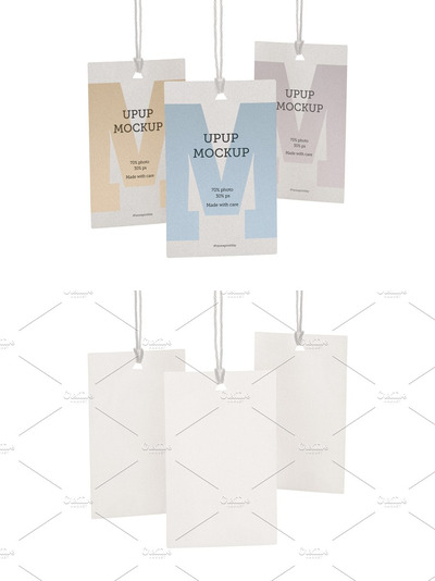 服装吊牌设计样机2 Clothes label tag blank white mockup