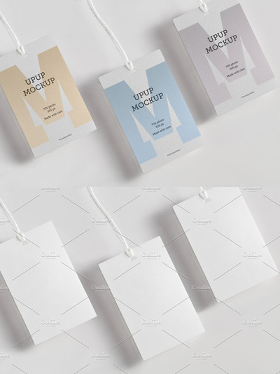 服装吊牌设计样机1 Clothes label tag blank white mockup