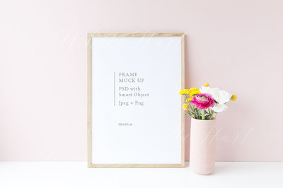 30x40cm的木质画框 30x40cm wooden frame mockup