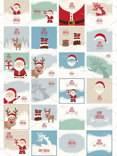 24个经典的圣诞节素材包 24 Vintage Christmas Pack