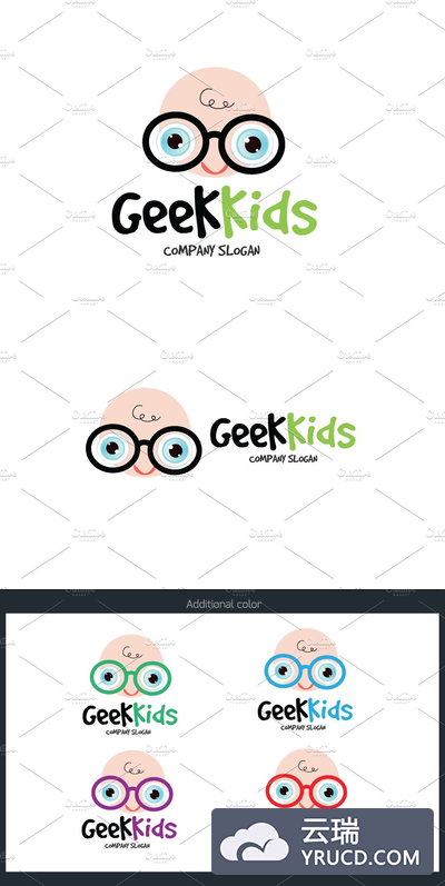 儿童卡通极客图形LOGO创意素材模板 Geek Kids