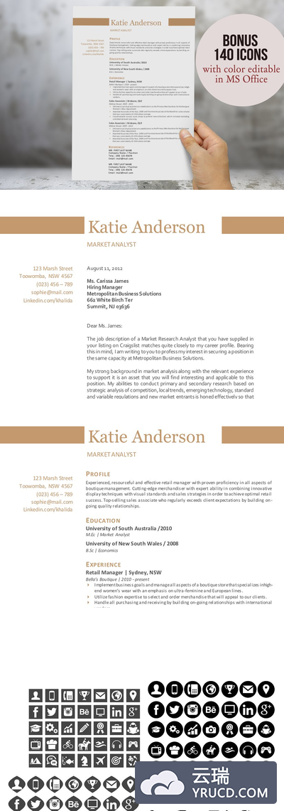 简单的简历二合一你 Simple 2 in 1 Word resume