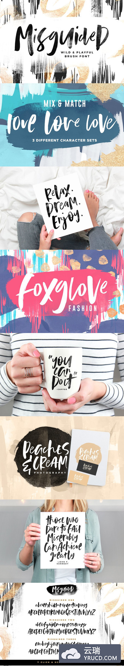 粗犷随意的字体笔刷 Misguided Brush Font