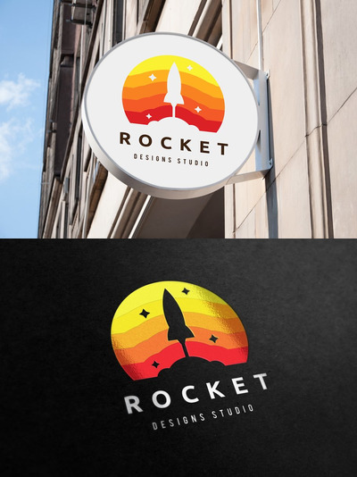 火箭创意思LOGO模板 Rocket Logo