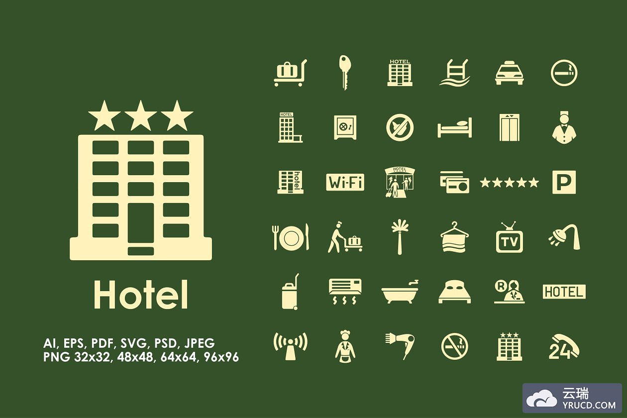 36酒店相关功能指示图标 36 hotel icons