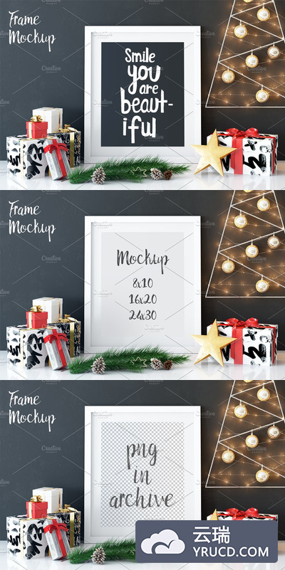 圣诞画框样机 Frame Mockup (Christmas)