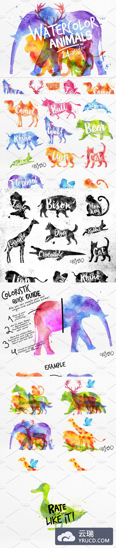 水彩动物素材 Watercolor Animals