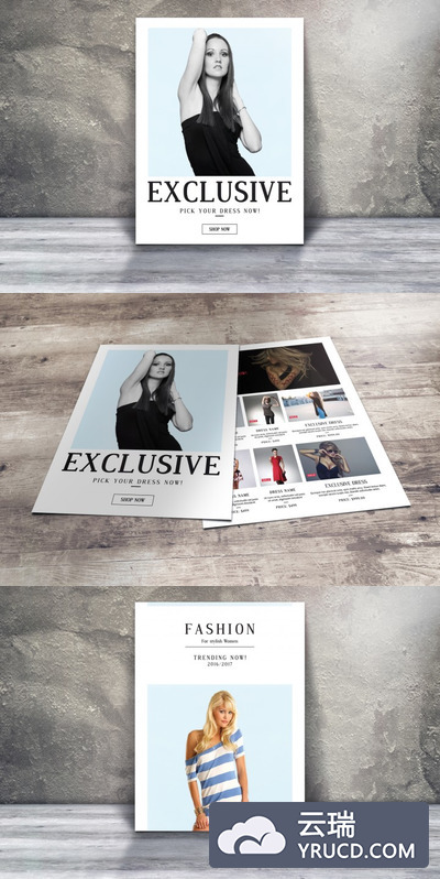 Fashion Flyer Set--时尚极简的时装海报模板下载[psd]