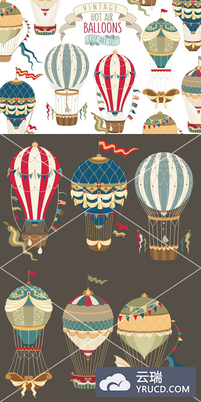 经典复古的热气球素材合集 Vintage Hot Air Balloon Collection