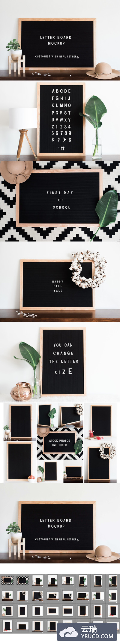 清新的黑板报设计样机 Felt Letter Board Mockup PSD