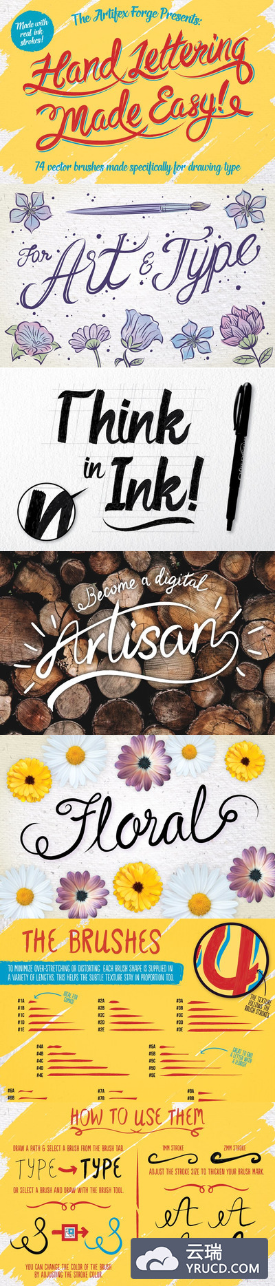 手绘手写体笔刷 Hand Lettering Brushes