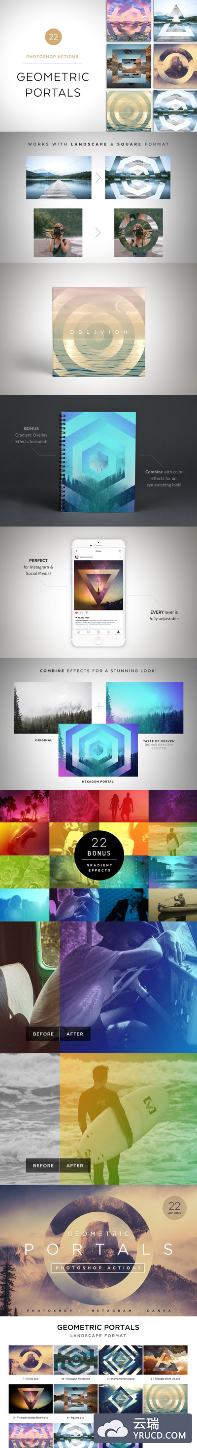 几何图形的PS动作 Photoshop Actions–Geometric Portals