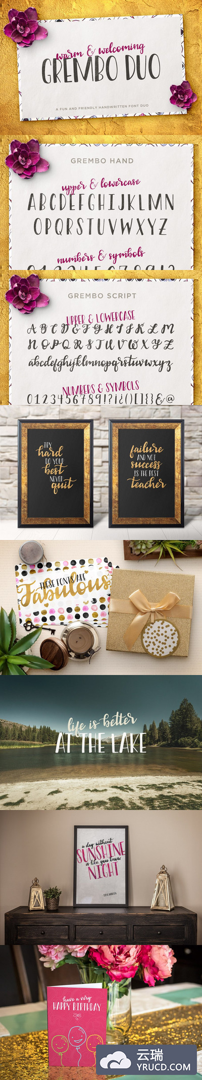 柔和漂亮的手写字体 Grembo Font Duo