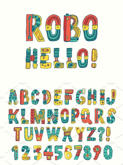 卡通彩色字体 Cartoon colorfull robo font