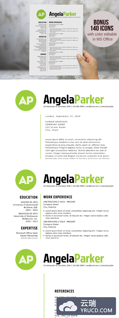 个性的简历模板 Round bold initials resume template