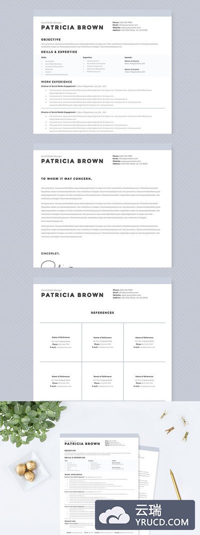 干净的简历模板 Clean Resume Template Pkg.