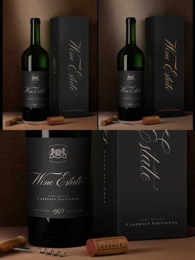 红酒包装设计展示模型样机 Wine Packaging Mock-Up