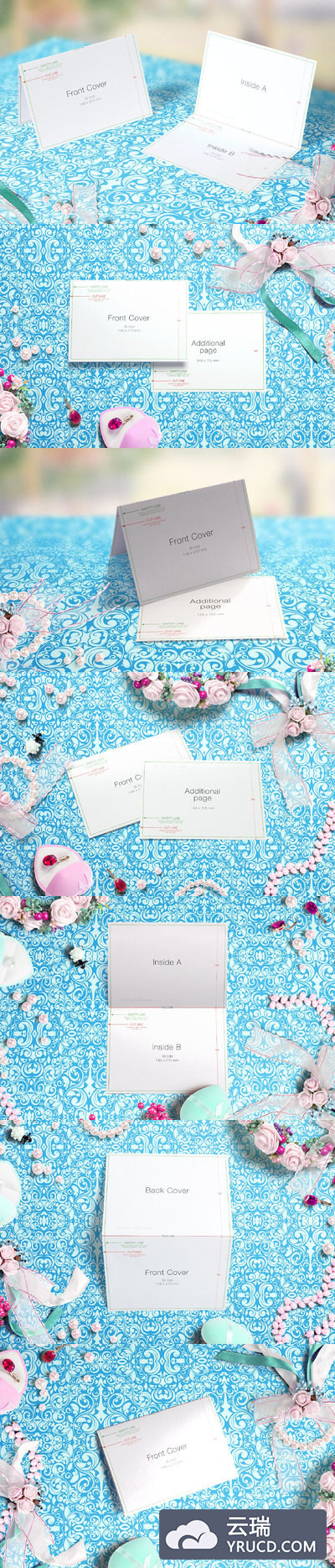 婚礼邀请卡片设计展示样机模板 Wedding Greeting Cards mockups v.3