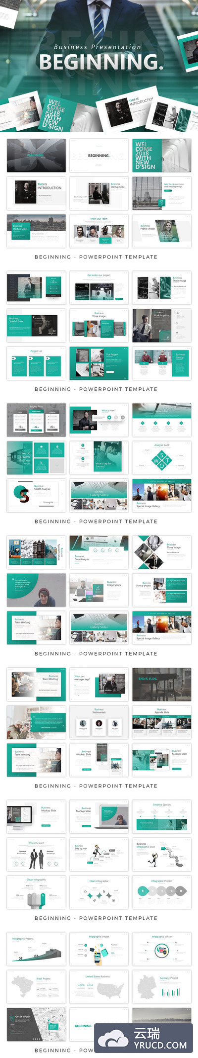 Beginning - Business Presentation极简主义商务演示的PPT模板下载[pptx]