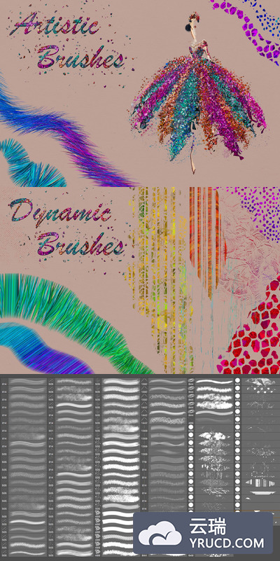 金粉数字绘画笔刷 Artistic Brushes for DigitalPainting