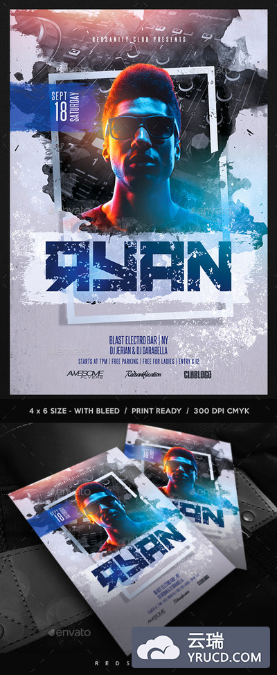 夜店DJ宣传海报传单PS模板下载[PSD]