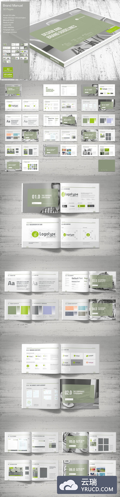 Brand Manual-32页现代、专业、极简的品牌杂志模板下载(第一波)[indd]