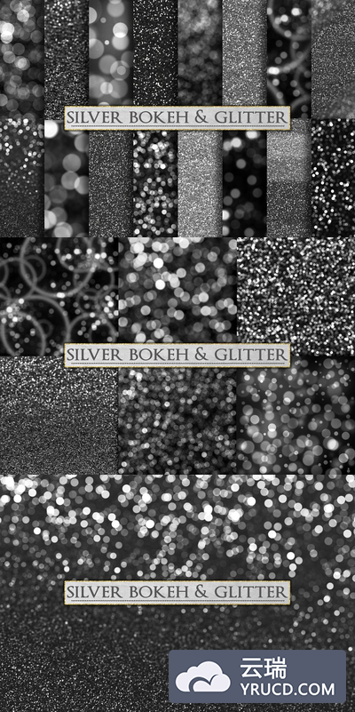 银色闪光和散景背景 Silver Glitter and Bokeh Backdrops
