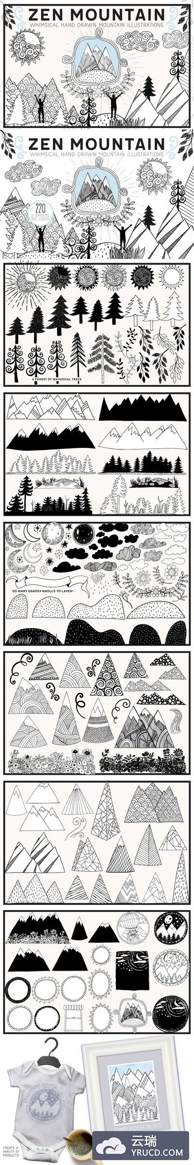 异想天开的山相关创意素材 Whimsical Mountain Vectors