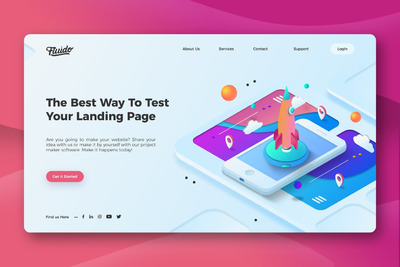 高品质的时尚企业创业英雄巨无霸着陆页banner标题设计模板