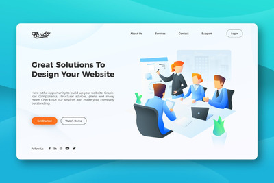 现代时尚的英雄标头banner巨无霸着陆页设计模板