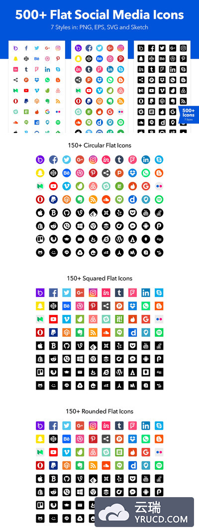 500+高品质的社交媒体logo标志图标icon大集合