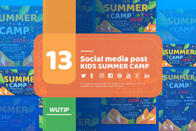 13个时尚高端的多用途banner社交媒体儿童夏令营补课班返校学区房设计模板