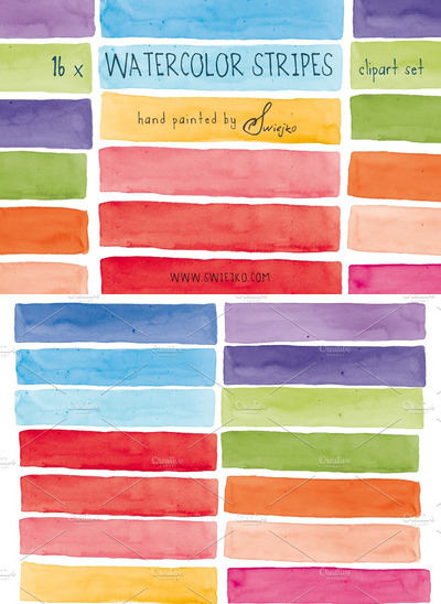 水彩条纹素材 Watercolor Stripes