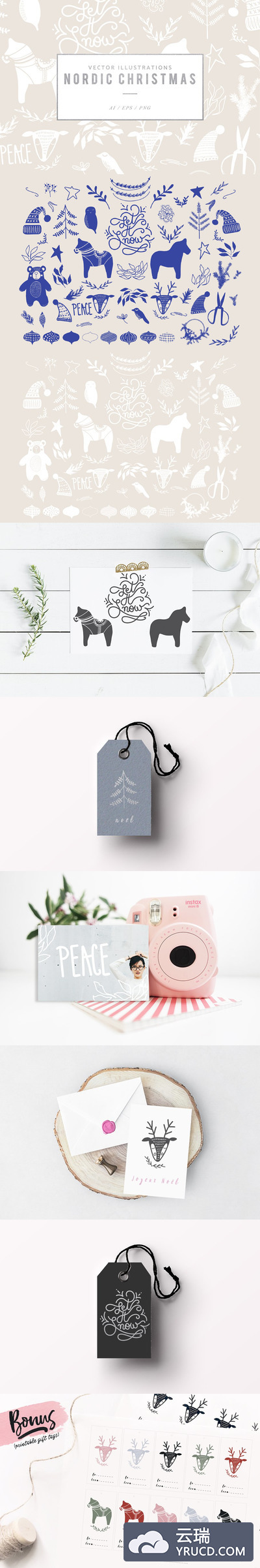 北欧圣诞矢量图形素材 Nordic Christmas Vector Graphics