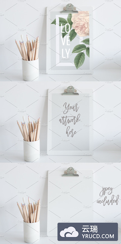 漂亮的书写夹设计样机 Clipboard Mockup | Square Format