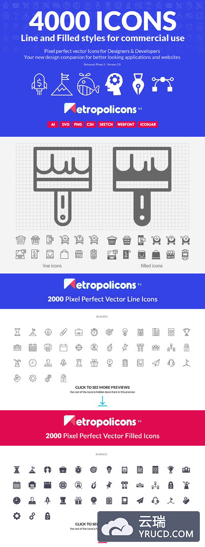 4000个线型和填充图标大合集 4000 Line and Filled Icons Bundle